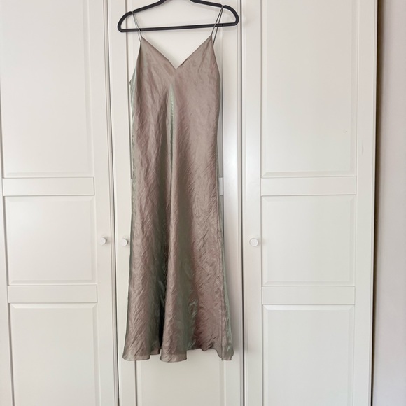 Vince Light Green Satin Midi Dress - Picture 4 of 9